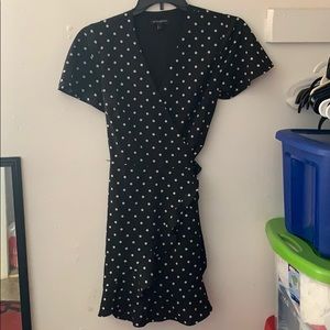 Banana republic black& white polka dot wrap dress